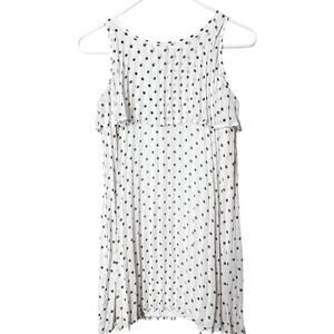 Gap Kids Sleeveless Pleated White Dress with Black Polka Dots Sz L (10)